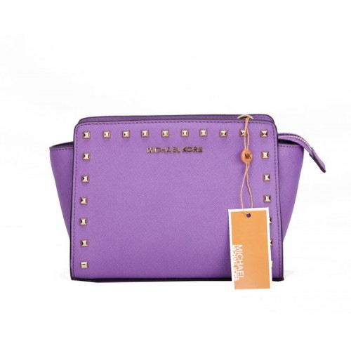 Michael Kors Mini Selma Messenger Bag MK1868 Lavendel Paarse Klinknagel