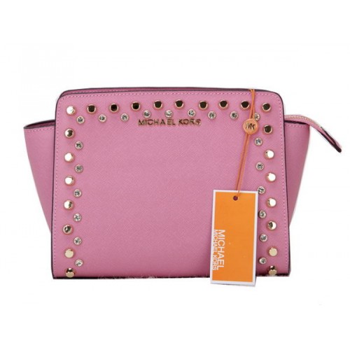 Michael Kors Mini Selma Messenger Bag Origineel Leer MK1879 Roze