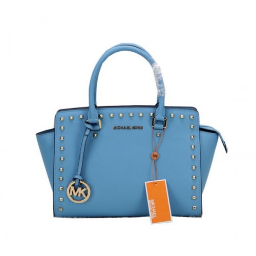 Michael Kors originele lederen Selma tas MK1867 lichtblauw