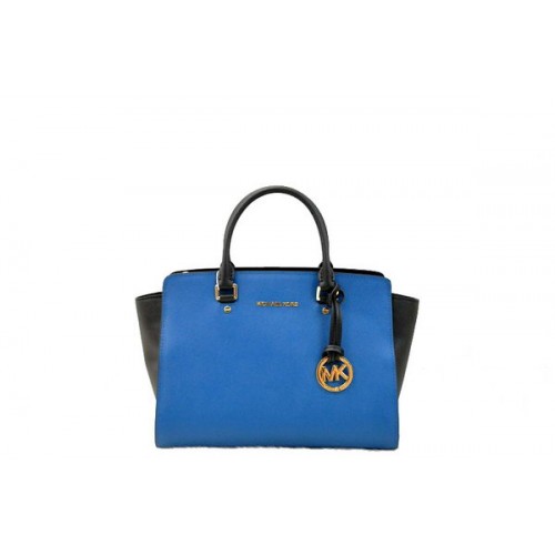 Michael Kors Selma Top-Zip Satchel Bag 1900 Zwart & Blauw