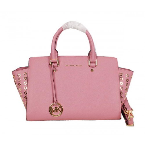 Michael Kors Selma Top-Zip Satchel Bag Origineel Leer MK8027 Roze