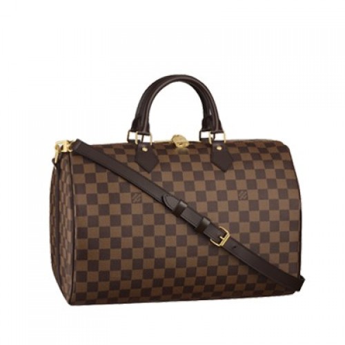 Louis Vuitton Damier Ebene Canvas Speedy 35 met schouderriem N41182