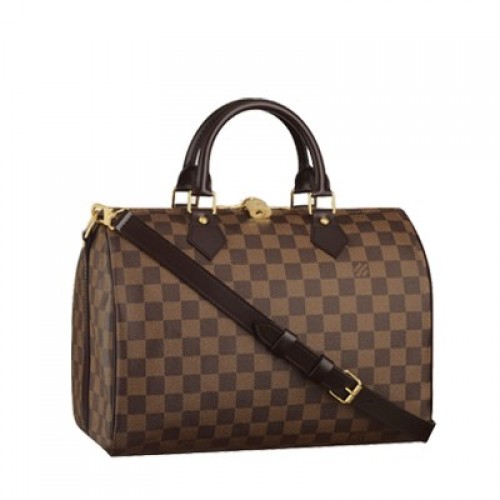 Louis Vuitton Damier Ebene Canvas Speedy 30 met schouderriem N41183