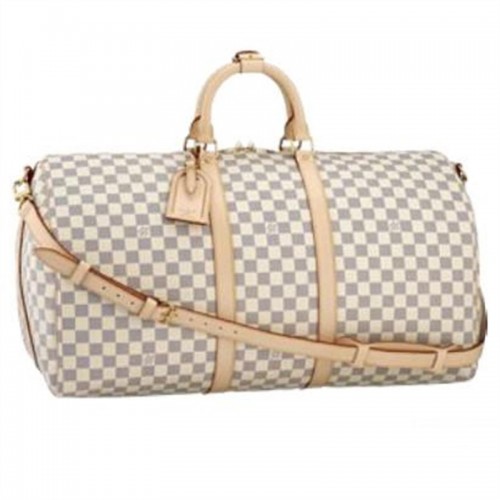 Louis Vuitton Damier Azur Canvas Keepall 55 schouderriem N41429