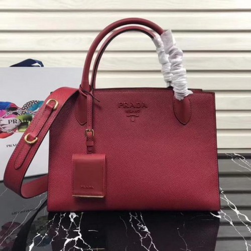 Prada Bibliotheque handtas in kalfsleer 1BA155 rood