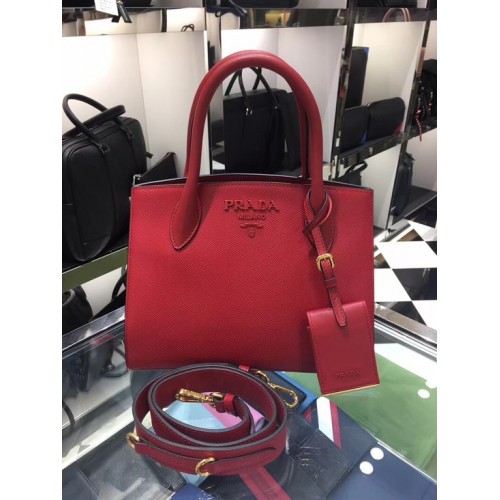 Prada Bibliotheque handtas in kalfsleer 1BA156 rood