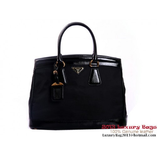 Prada Bluette Saffiano Leren Lux Canvas Handtas BN2402 Zwart