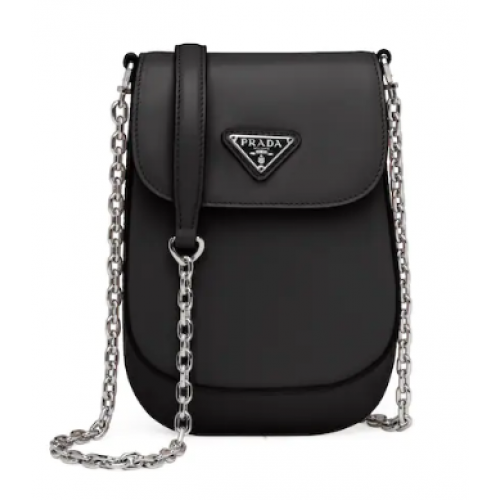 Prada Mini-tas van geborsteld leer 1BH185 zwart