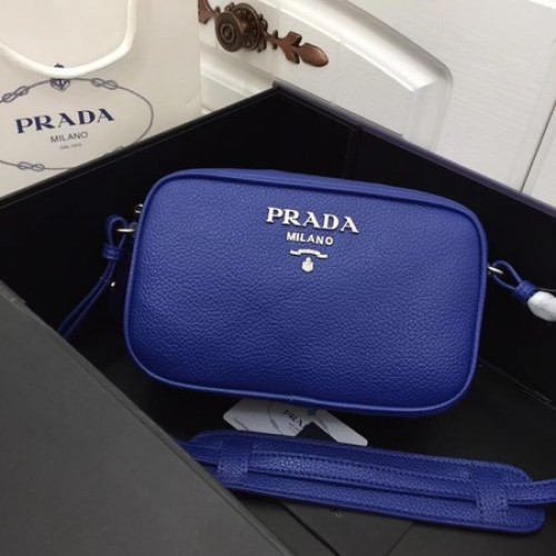 Prada Kalfsleren schoudertas 1841 blauw