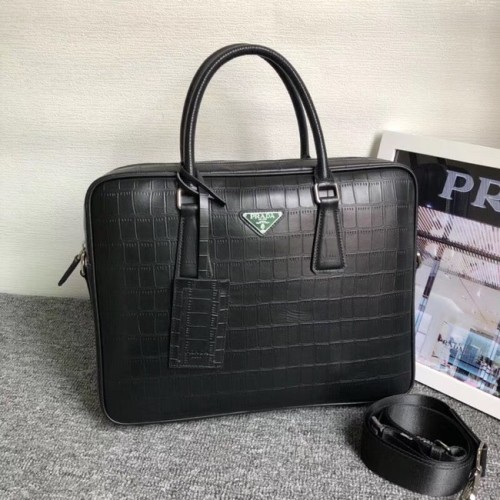 Prada krokodillenleren aktetas 2VE368 zwart