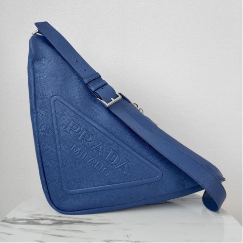 Prada Hertenleer Leren Triangle schoudertas 2VD012 blauw