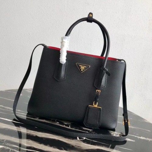 Prada Hertenleer tas 1BG008 zwart&rood