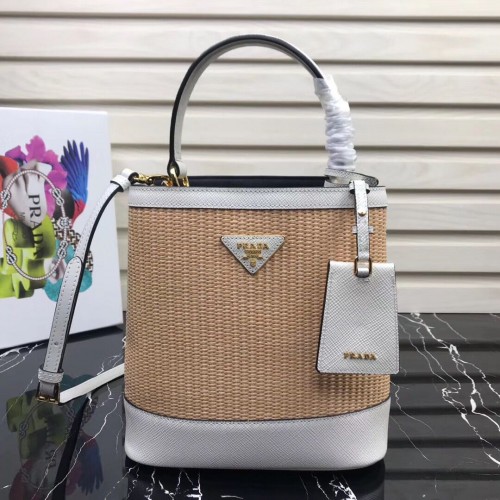 Prada Double Medium tas 1BA210 Wit