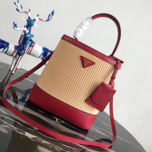 Prada Double Medium tas 1BA210 rood