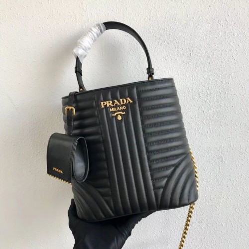 Prada dubbele saffiano originele kalfsleren tas 1BA212 zwart