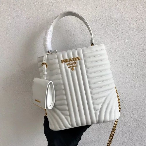 Prada dubbele saffiano originele kalfsleren tas 1BA212 wit