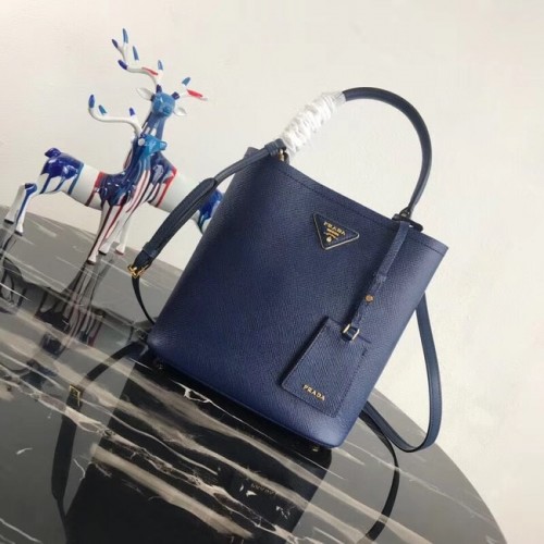Prada Double Saffiano leren tas 1BA212 blauw