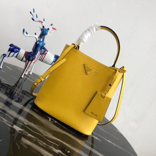 Prada Double Saffiano leren tas 1BA212 citroen