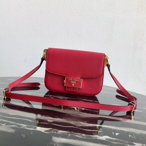 Prada Embleme Saffiano leren tas 1BD217 rood
