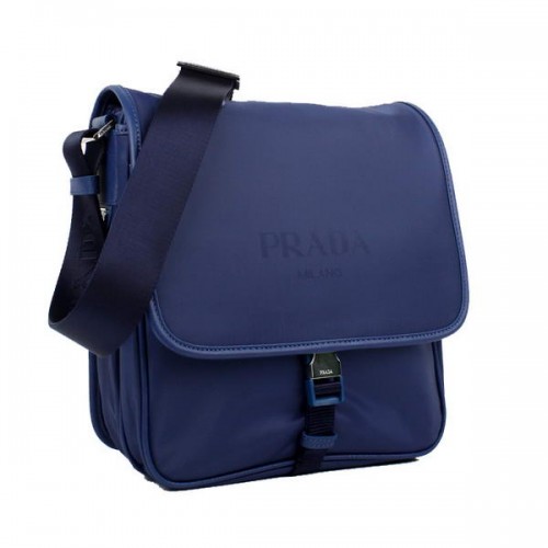 Prada stoffen koerierstas V166 blauw