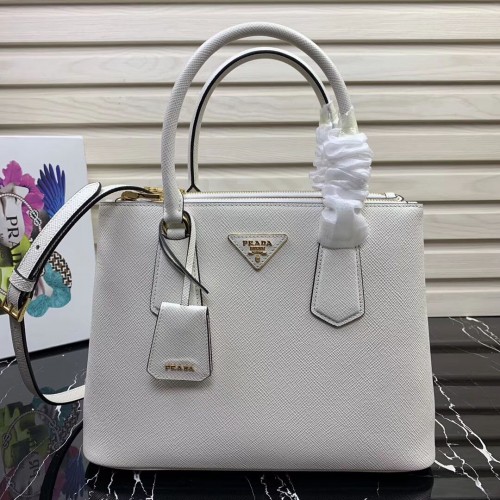Prada Galleria Saffiano Leren Tas 1BA232 Wit