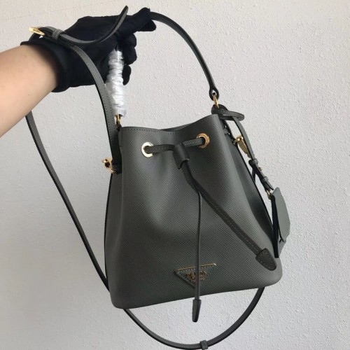 Prada Galleria Saffiano Leren Tas 1BE032 Grijs