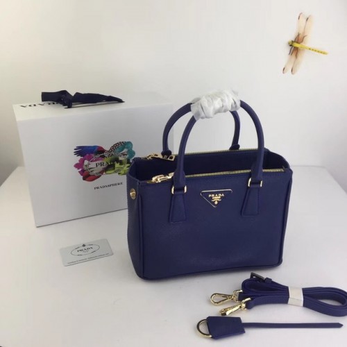 Prada Galleria Kleine Saffiano Leren Tas BN2316 blauw