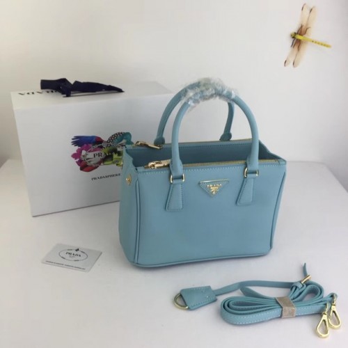 Prada Galleria Kleine Saffiano Leren Tas BN2316 lichtblauw
