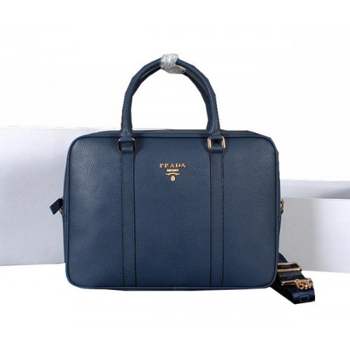 Prada Korrelige kalfsleren aktetas 80661 blauw