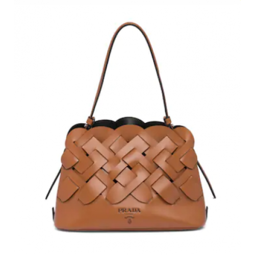Prada Leren Prada Tress Handtas 1BA290 bruin