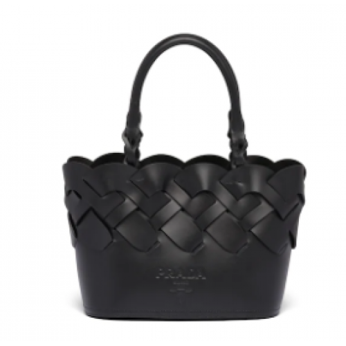 Prada Leren Tress Tote 1BG318 zwart