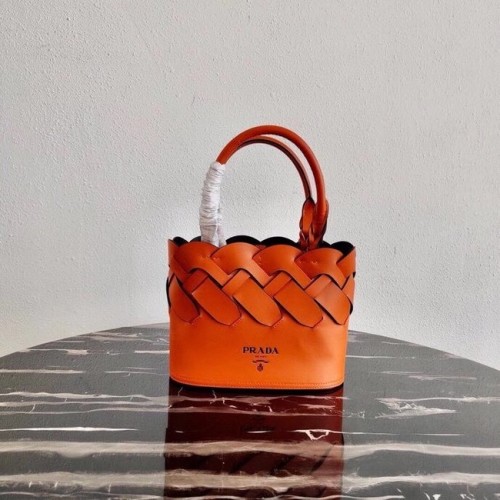 Prada Leren Tress Tote 1BG318 oranje