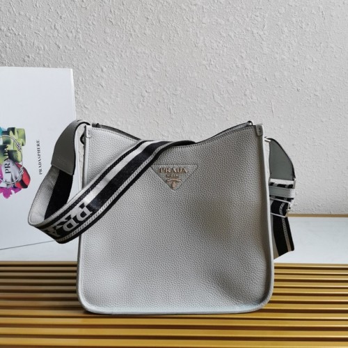 Prada Leren tas met schouderriem 1BC073 grijs