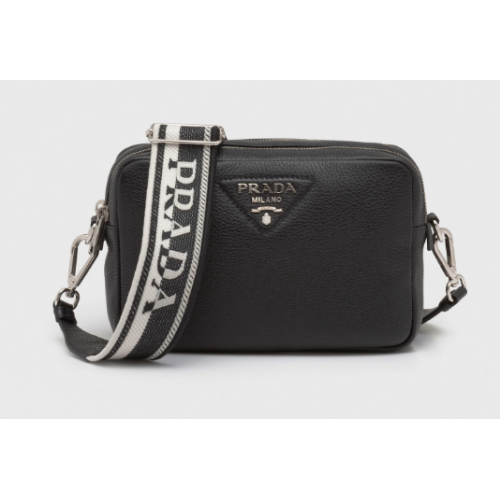 Prada Leren tas met schouderband 1BH082 zwart
