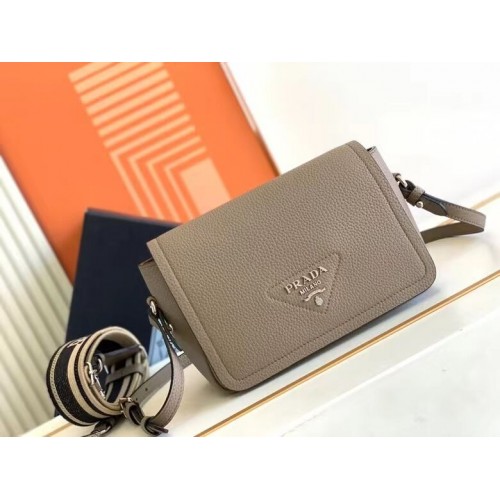 Prada Leren tas met schouderriem 1DB443 grijs