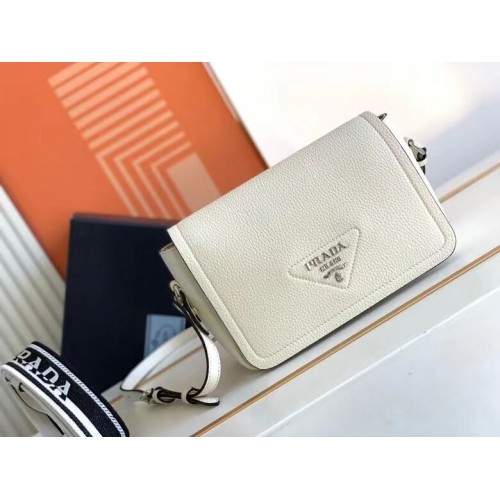 Prada Leren tas met schouderriem 1DB443 wit