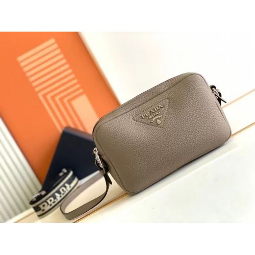 Prada Leren tas met schouderband 1DB820 grijs