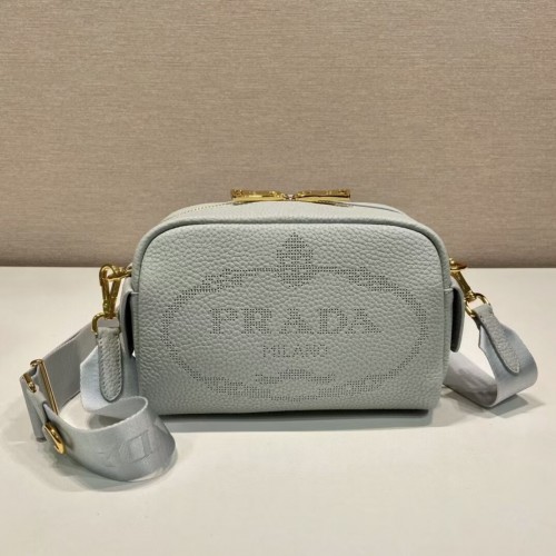 Prada Leren tas met schouderband 1DH781 lichtblauw