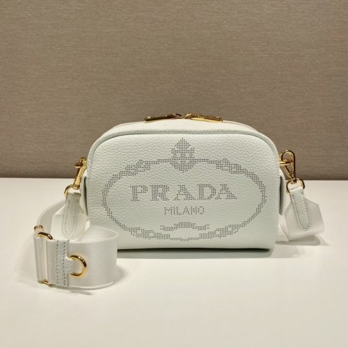 Prada Leren tas met schouderriem 1DH781 wit
