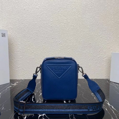 Prada Leren tas met schouderband 2BQ354 blauw