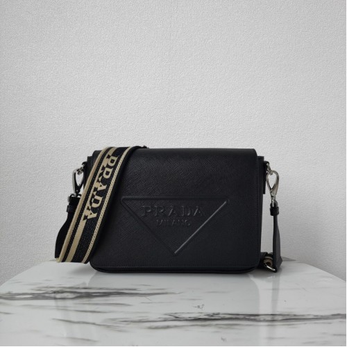 Prada Leren tas met schouderriem 2BV031 zwart