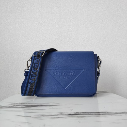 Prada Leren tas met schouderriem 2BV031 blauw