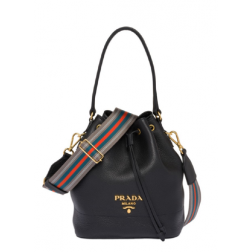 Prada Leren bucketbag 1BE018 zwart