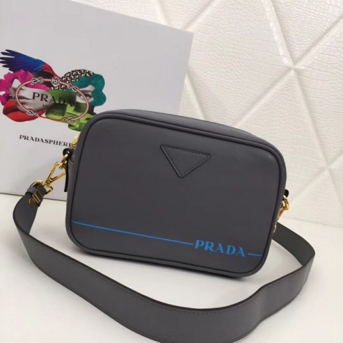 Prada Leren schoudertas 1BH093 grijs