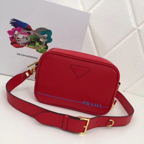Prada Leren schoudertas 1BH093 rood