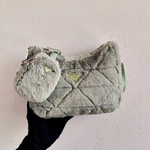 Prada Mink hair schoudertas 1BC151M lichtgroen