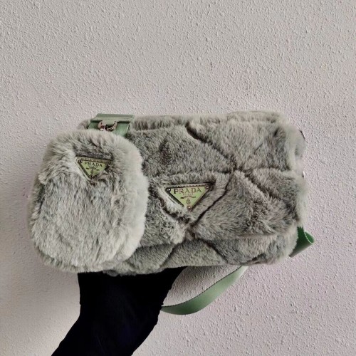 Prada Mink hair schoudertas 1BC292M lichtgroen