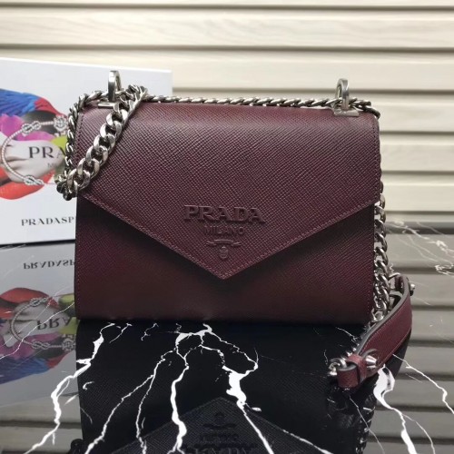 Prada Monochrome Saffiano leren tas 1BD127 fuchsia