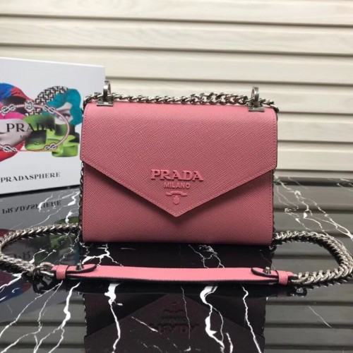 Prada Monochrome Saffiano leren tas 1BD127 roze