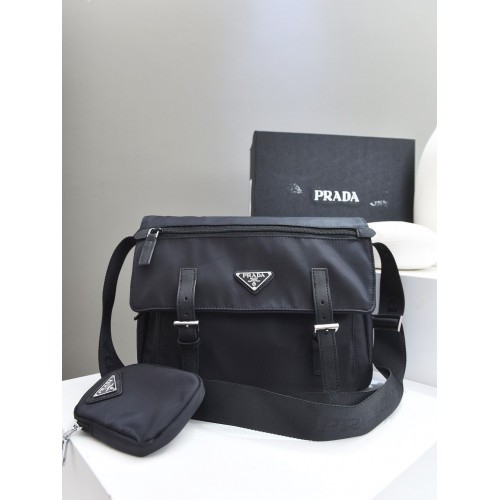 Prada Nylon Flap Messenger schoudertas PN1259 Zwart
